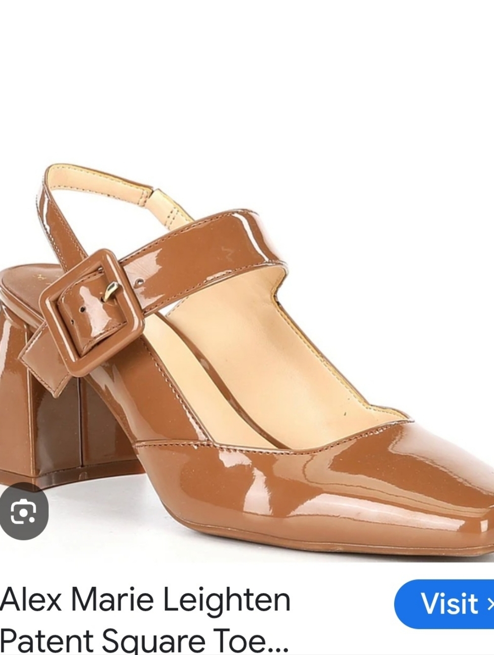Alex Marie Tan Patent Block Heel Slingbacks
